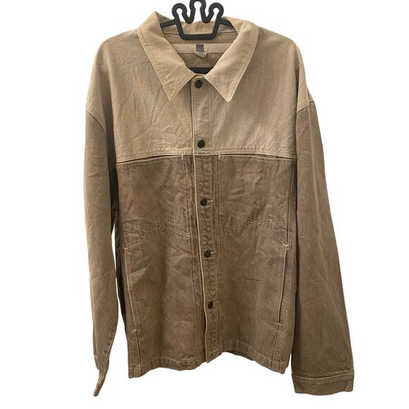 Marithe + Francois Girbaud Y2K Vintage Cafe Brown Denim Button Jacket Size 3XL - Picture 1 of 9